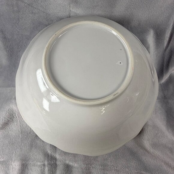 Vintage Porcelain Fruit Motif Decorative Shallow Bowl Scalloped Edge Gold Trim - Picture 4 of 16